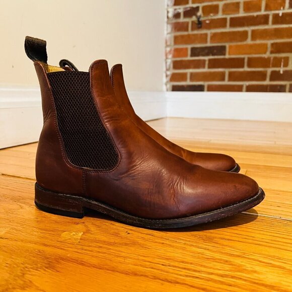 Loake 290T Chelsea Polished Brown Leather Boots Mens US 7 Handmade in England